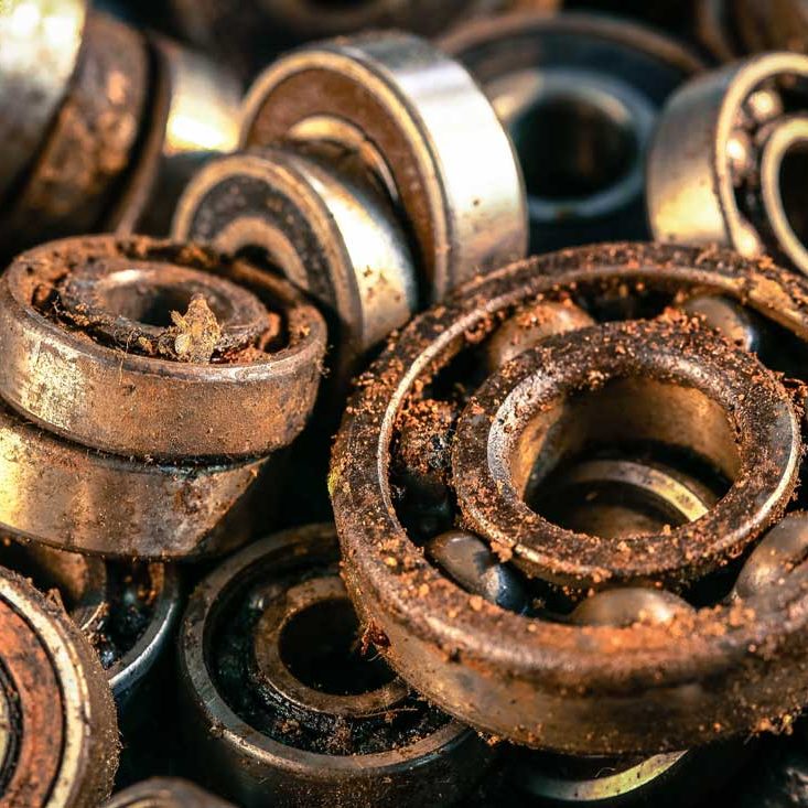 Pile of rusty ball bearings
